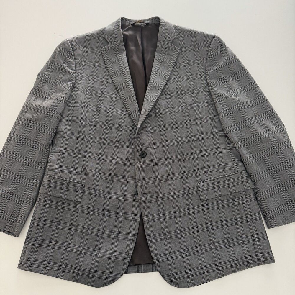 Brooks Brothers 346 Regent Fit 48R Gray Plaid Wool Blazer Sport Coat